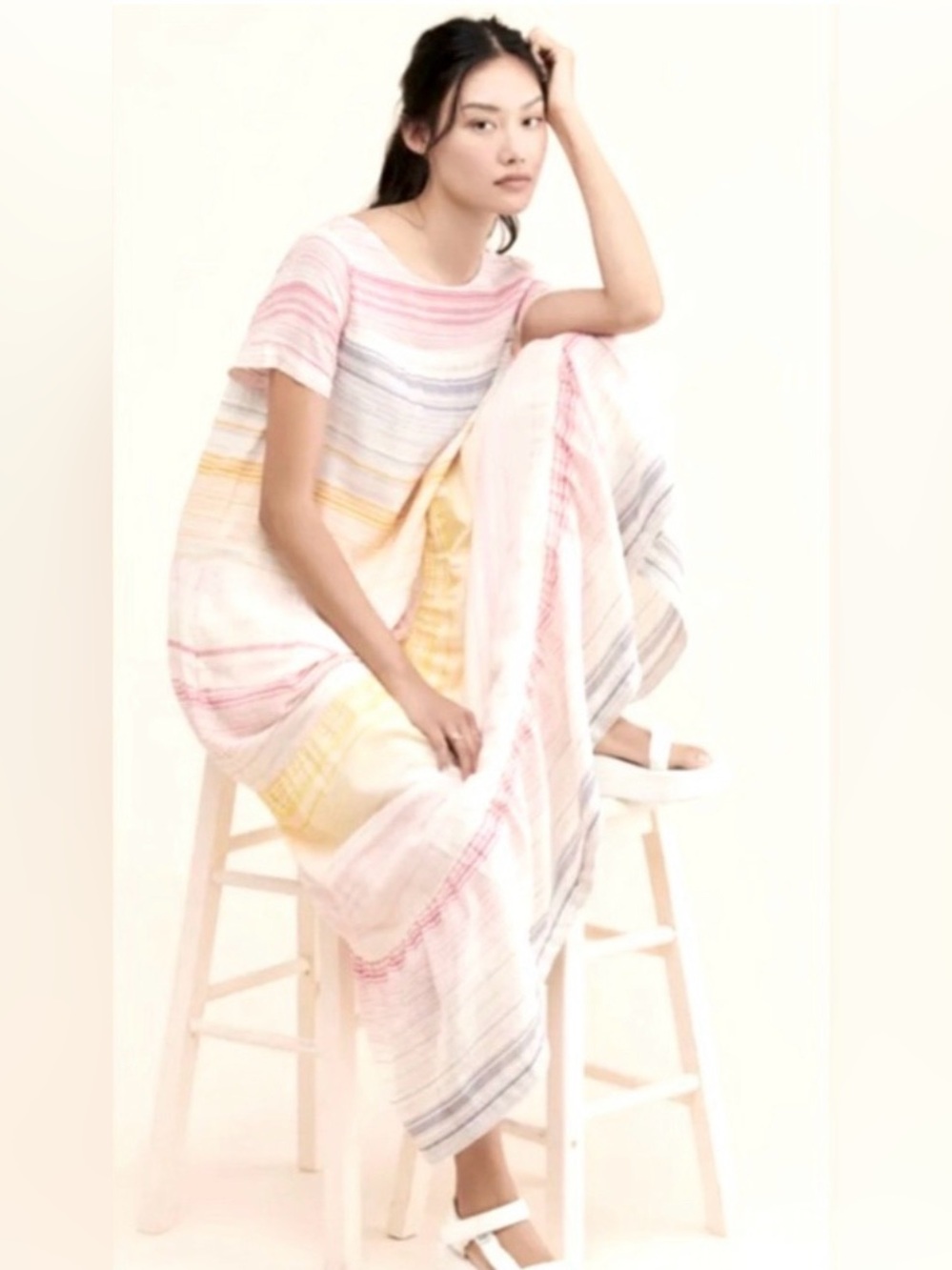 Merida by Anthropologie Pastel Striped Tiered Maxi Dress- XL